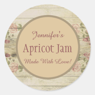 Rustic Floral Jelly Jam Custom Jar Baking Bakery Ronde Sticker