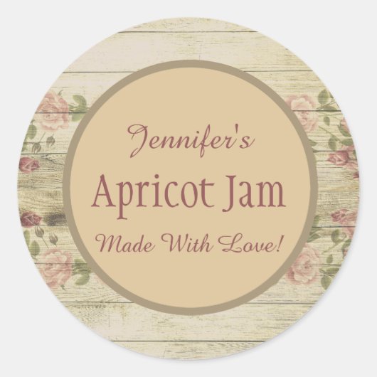Rustic Floral Jelly Jam Custom Jar Baking Bakery Ronde Sticker (Voorkant)