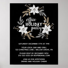 Rustic Floral Kantoor Holiday Party Poster