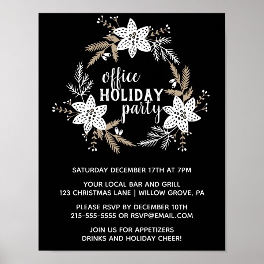 Rustic Floral Kantoor Holiday Party Poster (Voorkant)
