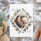 Rustic Floral kerstfoto Kaart