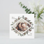 Rustic Floral kerstfoto Kaart (Staand voorkant)