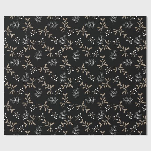 Rustic Floral Kerstmis Cadeaupapier (Vlak)