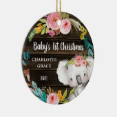 Rustic Floral Koala Baby's eerste Kerstmis Keramisch Ornament (Rechts)