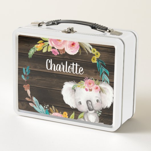 Rustic Floral Koala gepersonaliseerde meisjes (Voorkant)