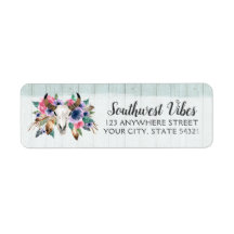 Rustic Floral Koe Skull Bohemian Return Address