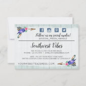 Rustic Floral Koe Skull Boho Chic Hartelijk dank Bedankkaart (Achterkant)