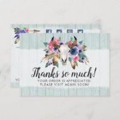 Rustic Floral Koe Skull Boho Chic Hartelijk dank Bedankkaart (Voorkant / Achterkant)