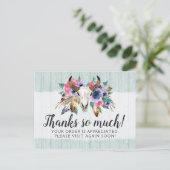 Rustic Floral Koe Skull Boho Chic Hartelijk dank Briefkaart (Staand voorkant)