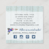 Rustic Floral Koe Skull Boho Chic Social Network Vierkante Visitekaartje (Achterkant)