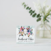 Rustic Floral Koe Skull Boho Chic Social Network Vierkante Visitekaartje (Staand voorkant)