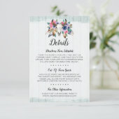 Rustic Floral Koe Skull Boho Details / Routebeschr Informatiekaartje (Staand voorkant)