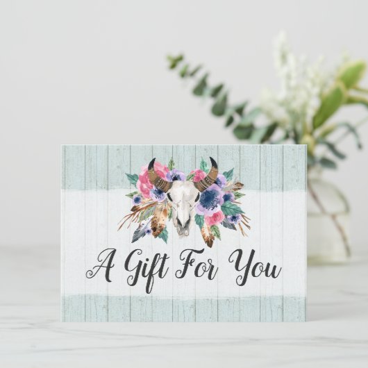 Rustic Floral Koe Skull Boho Gift Certificate Kaar Kaart (Staand voorkant)