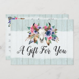 Rustic Floral Koe Skull Boho Gift Certificate Kaar Kaart