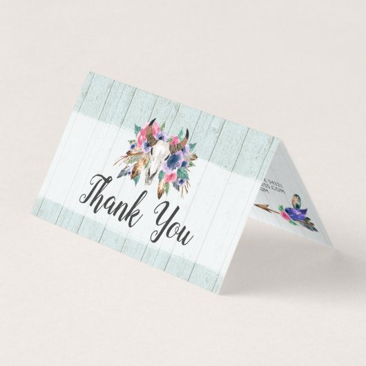 Rustic Floral Koe Skull Waterverf Boho Hartelijk d Kaart (Voorkant)