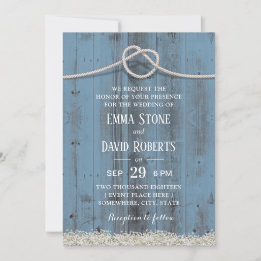 Rustic Floral koppelt de onstuimige blauwe bruilof Kaart (Voorkant)