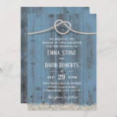 Rustic Floral koppelt de onstuimige blauwe bruilof Kaart (Voorkant / Achterkant)