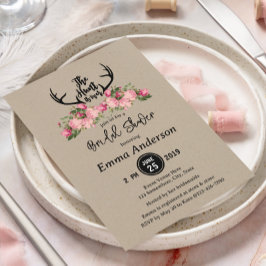 Rustic Floral Kraft Hunt is over Vrijgezellenfeest Kaart