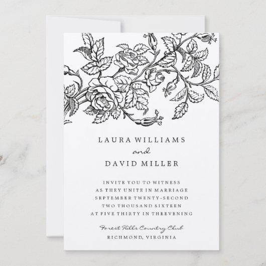 Rustic Floral Kraft Roos Garden Wedding Kaart (Voorkant)