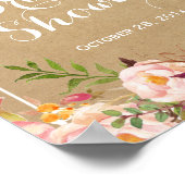 Rustic Floral Kraft Uiterlijk | Bruiloft Feest Sig Poster (Hoek)