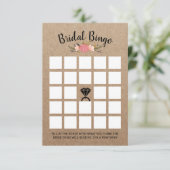 Rustic Floral Kraft Vrijgezellenfeest Bingo Game Kaart (Staand voorkant)