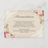 Rustic Floral Lace Burlap Reception Accommodatie Informatiekaartje (Achterkant)