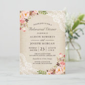 Rustic Floral Lace Burlap Wedding Rehearsal Dinner Kaart (Staand voorkant)