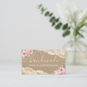 Rustic Floral Lace Handmade Cards Scrapbooking Visitekaartje (Staand voorkant)