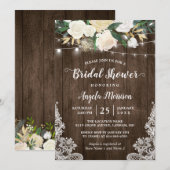 Rustic Floral Lace String Lights Vrijgezellenfeest Kaart (Voorkant / Achterkant)