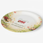 Rustic Floral Lady Bug 1st Birthday Papieren Bordje (Gekanteld)