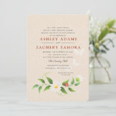 Rustic Floral Ladybug Butterfly Wedding Invitation Kaart (Staand voorkant)