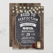 Rustic Floral Lantern Barn Wood 60th Birthday Kaart (Voorkant / Achterkant)