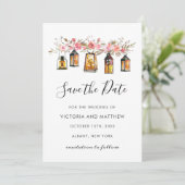 Rustic Floral Lantern Wedding Save the Date (Staand voorkant)