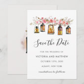 Rustic Floral Lantern Wedding Save the Date (Voorkant / Achterkant)