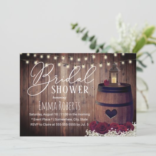 Rustic Floral Lantern Wine Barrel Vrijgezellenfees Kaart (Staand voorkant)