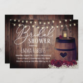 Rustic Floral Lantern Wine Barrel Vrijgezellenfees Kaart (Voorkant / Achterkant)