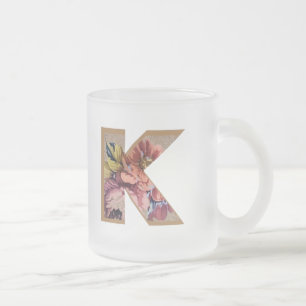 Rustic Floral Large Monogram K Matglas Koffiemok