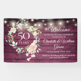 Rustic Floral Licht 50th Jubileum Welkom Spandoek