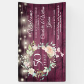 Rustic Floral Licht 50th Jubileum Welkom Spandoek (Verticaal)