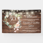 Rustic Floral Licht 50th Jubileum Welkom Spandoek (Horizontaal)