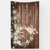 Rustic Floral Licht 50th Jubileum Welkom Spandoek (Verticaal)