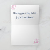 Rustic Floral Light Pink Birthday Kaart (Binnen)