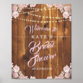 Rustic Floral Light String Wood Vrijgezellenfeest  Poster (Voorkant)