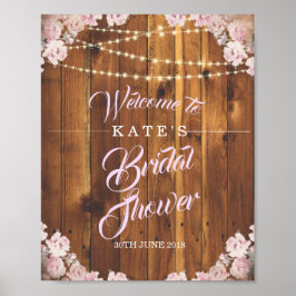 Rustic Floral Light String Wood Vrijgezellenfeest Poster