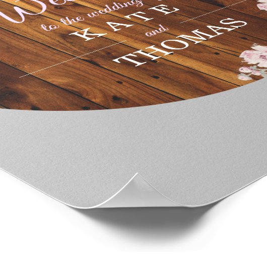 Rustic Floral Light Strings Wedding Welcome Sign Poster (Hoek)