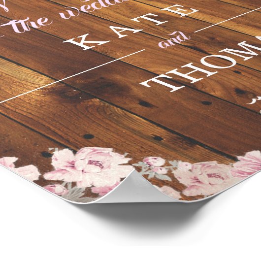 Rustic Floral Light Strings Wedding Welcome Sign Poster (Hoek)