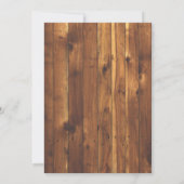 Rustic Floral Light Strings Wooden Wedding Invite Kaart (Achterkant)