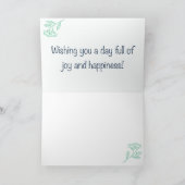 Rustic Floral Light Turquoise Birthday Kaart (Binnen)