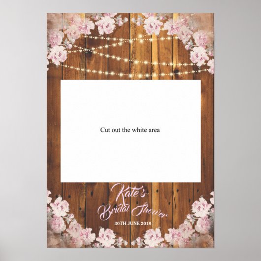 Rustic Floral Light Vrijgezellenfeest cut Photo Bo Poster (Voorkant)