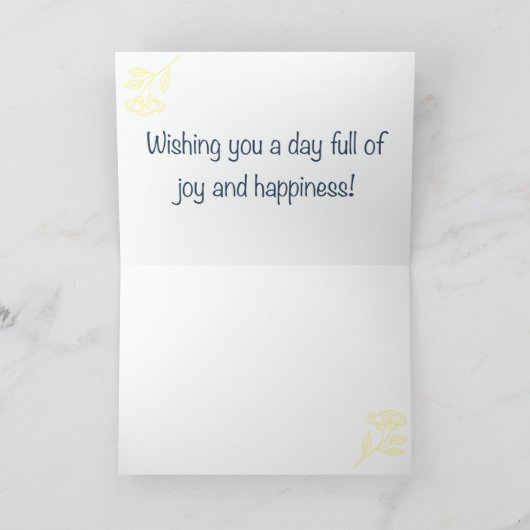 Rustic Floral Light Yellow Birthday Kaart (Binnen)